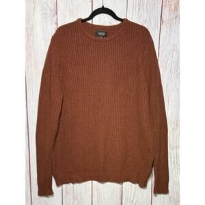 Nordstrom Men’s Shop Ribbed Knit Sweater Soft Warm Wool Blend Burnt Orange XL